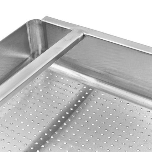 Aluids Stainless Steel Pre-Rinse Drain Basket with Slide Bar - 4" Deep - C8262