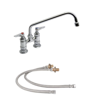Double Pantry Deck Mount Faucet with 12" Nozzle