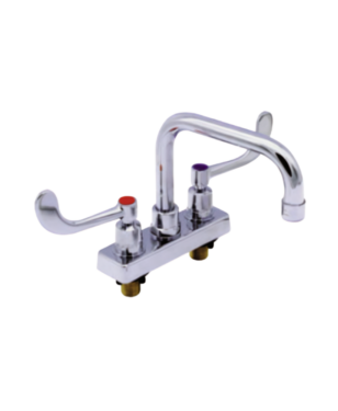 Deck Mounted 4" Centers Faucet with 6"Swivel "D"  Style Spout, Chrome Plated with Hot and Cold Indexes