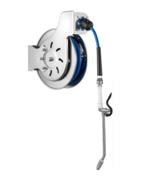 Stainless Steel Hose Reel - 52 Feet With Spray Wand