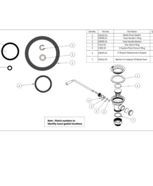 twist lever waste drain repair kit for 3 /1/2"
